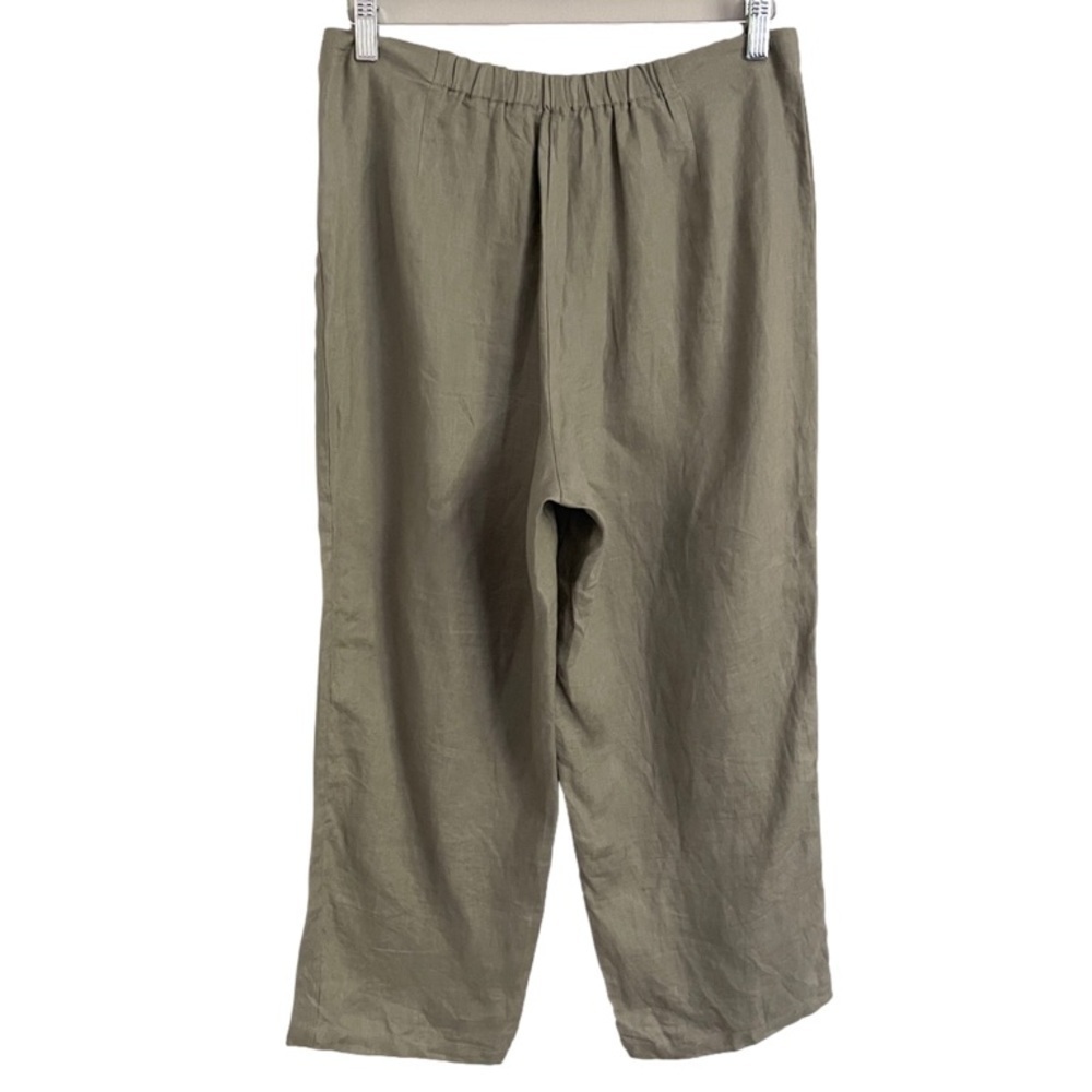 Animale Taupey Gray 100% Linen High Rise Wide Leg Cropped Pants - M - Picture 8 of 10